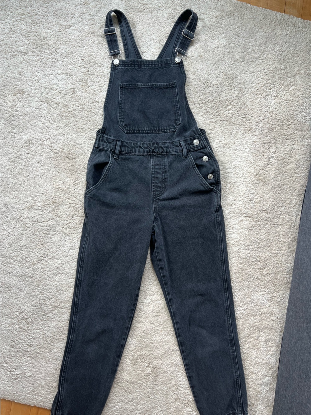 Topshop Black Denim Women's Overalls with Button Front